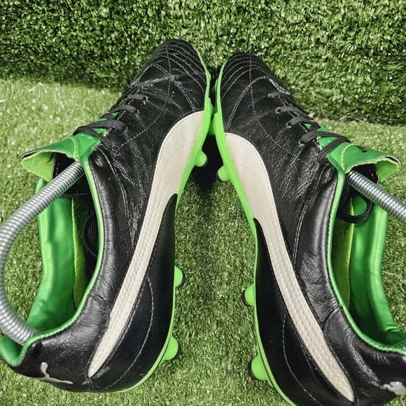 Puma King SL Finale FG Black Leather Green Soccer Football Cleats Mens Size 8.5
